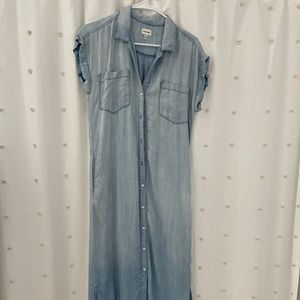 Button down denim midi dress